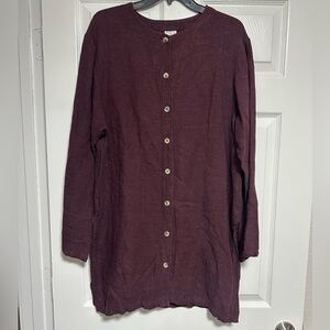 CUT LOOSE EGGPLANT BURGUNDY FLAX SHIRT DRESS M tunic
